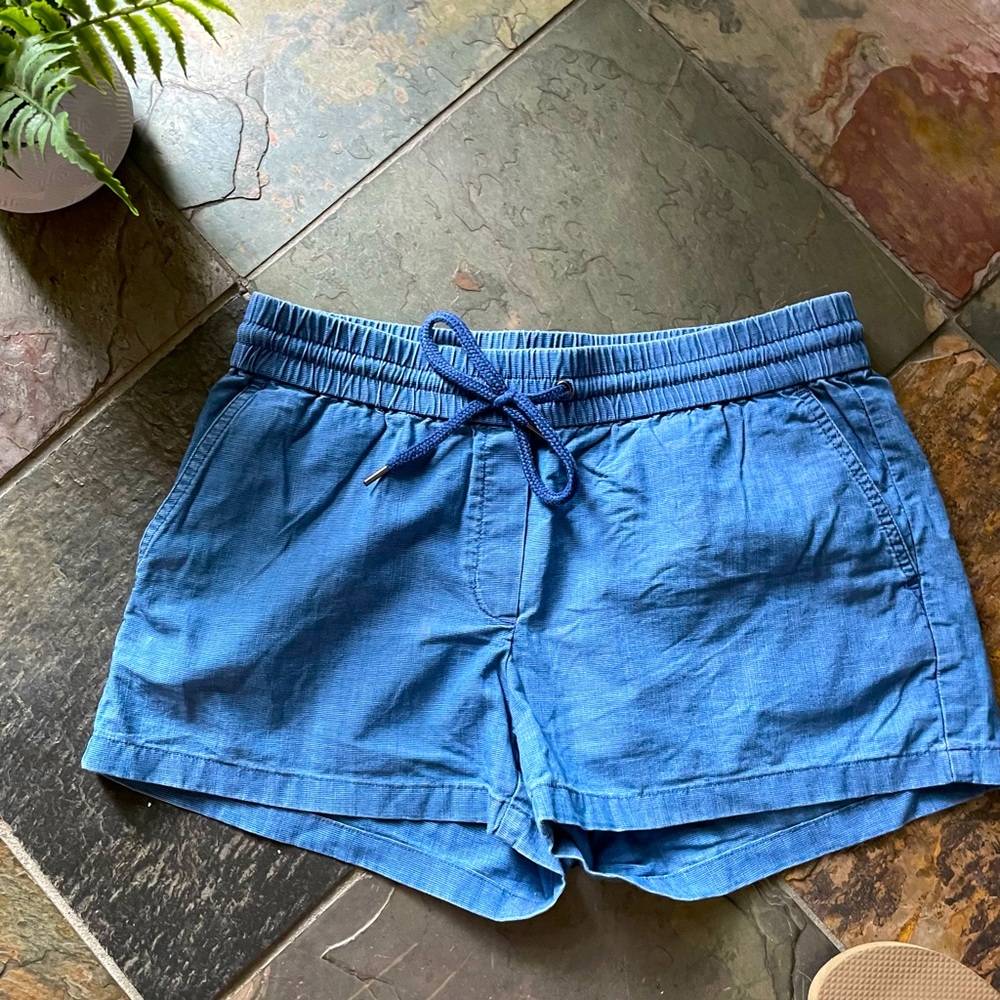 JCrew Factory Chambray Drawstring Pull-on Shorts, Size 0